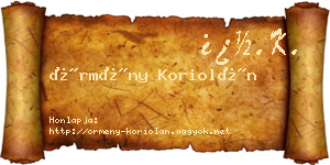 Örmény Koriolán névjegykártya